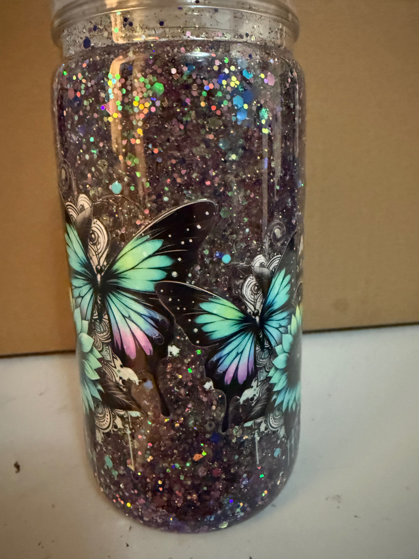 Mystic Butterflies snow globe tumbler